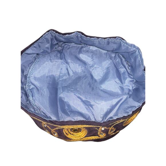 Vintage Velvet Embroidered Turkish Hat Kufi Gold Thread Mirror Bead Costume - Picture 3 of 8